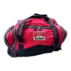 Vintage 1990’s Marlboro Unlimited Red and Black Duffel Bag